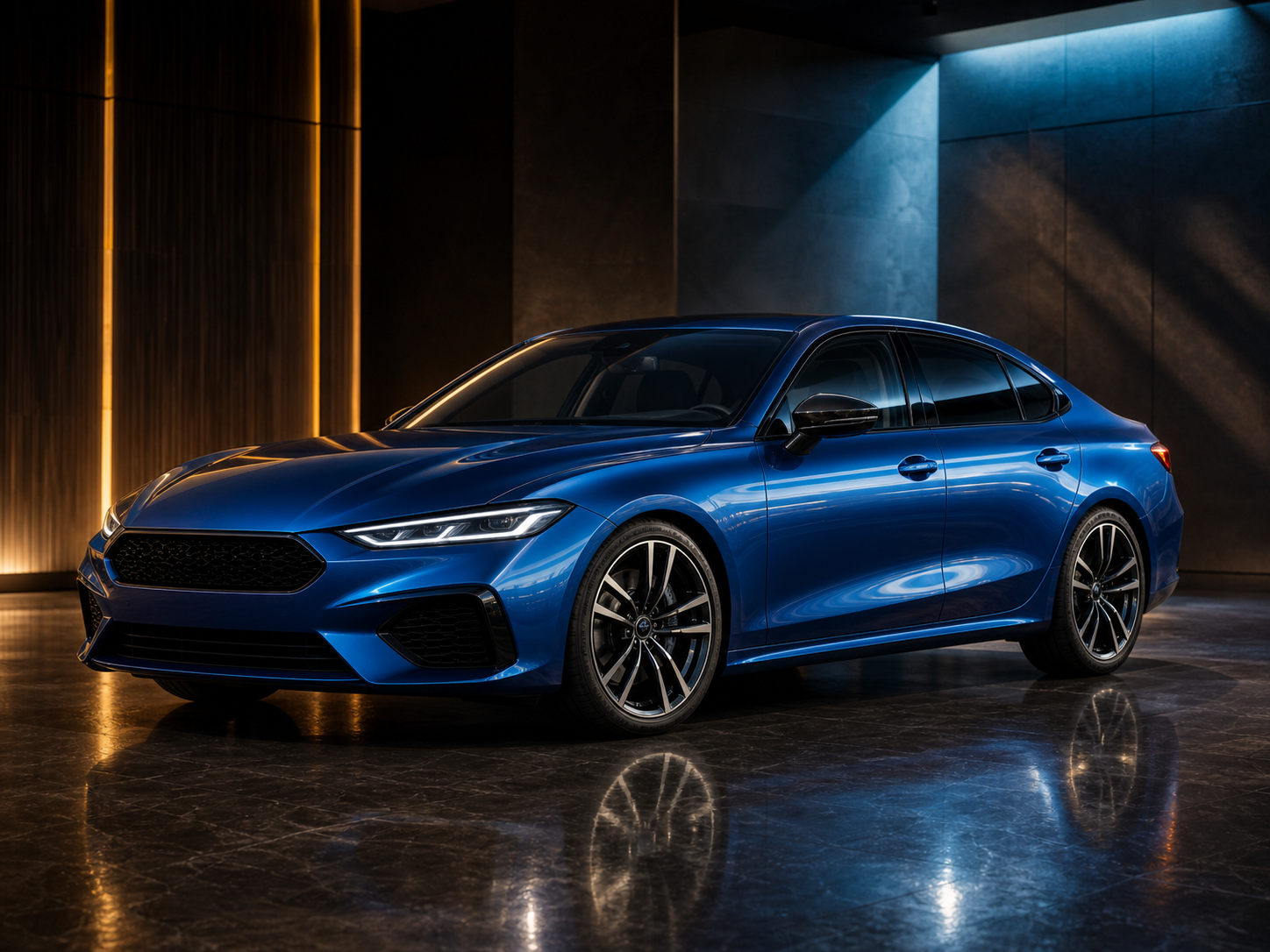 Berlina deportiva azul próximamente